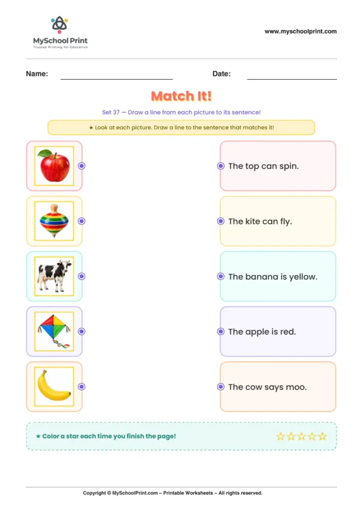 Simple English Reading Worksheet 80 for Kindergarten