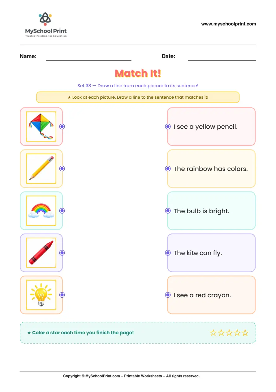 Simple English Reading Worksheet 81 for Kindergarten