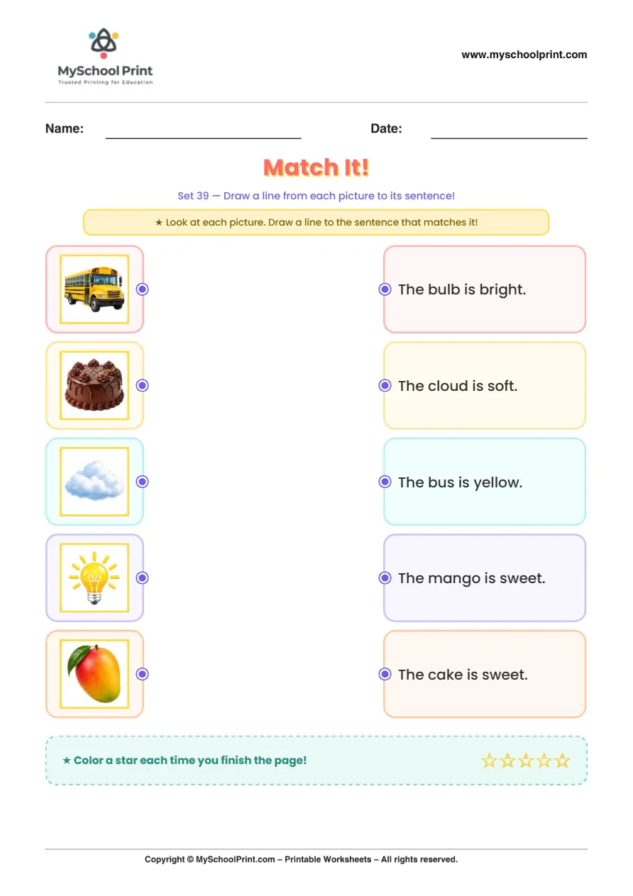 Simple English Reading Worksheet 82 for Kindergarten