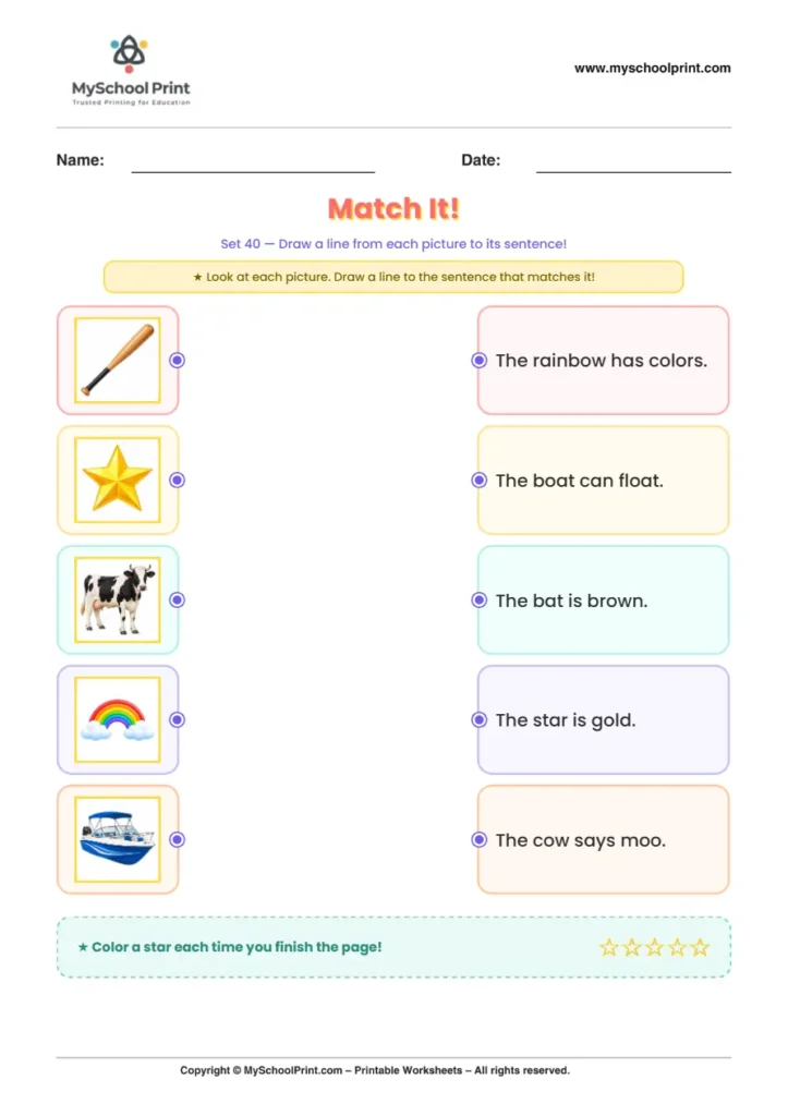 Simple English Reading Worksheet 83 for Kindergarten