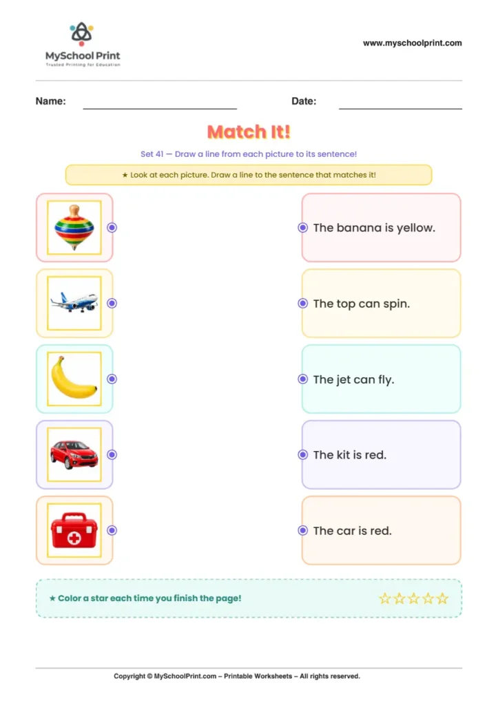 Simple English Reading Worksheet 85 for Kindergarten