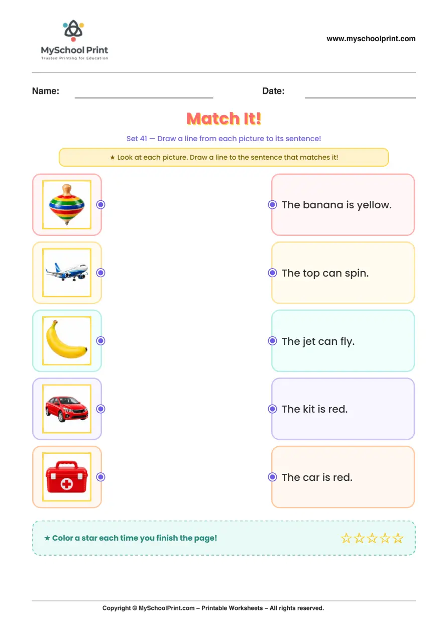 Simple English Reading Worksheet 85 for Kindergarten