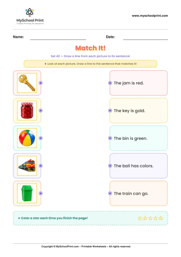 Simple English Reading Worksheet 86 for Kindergarten