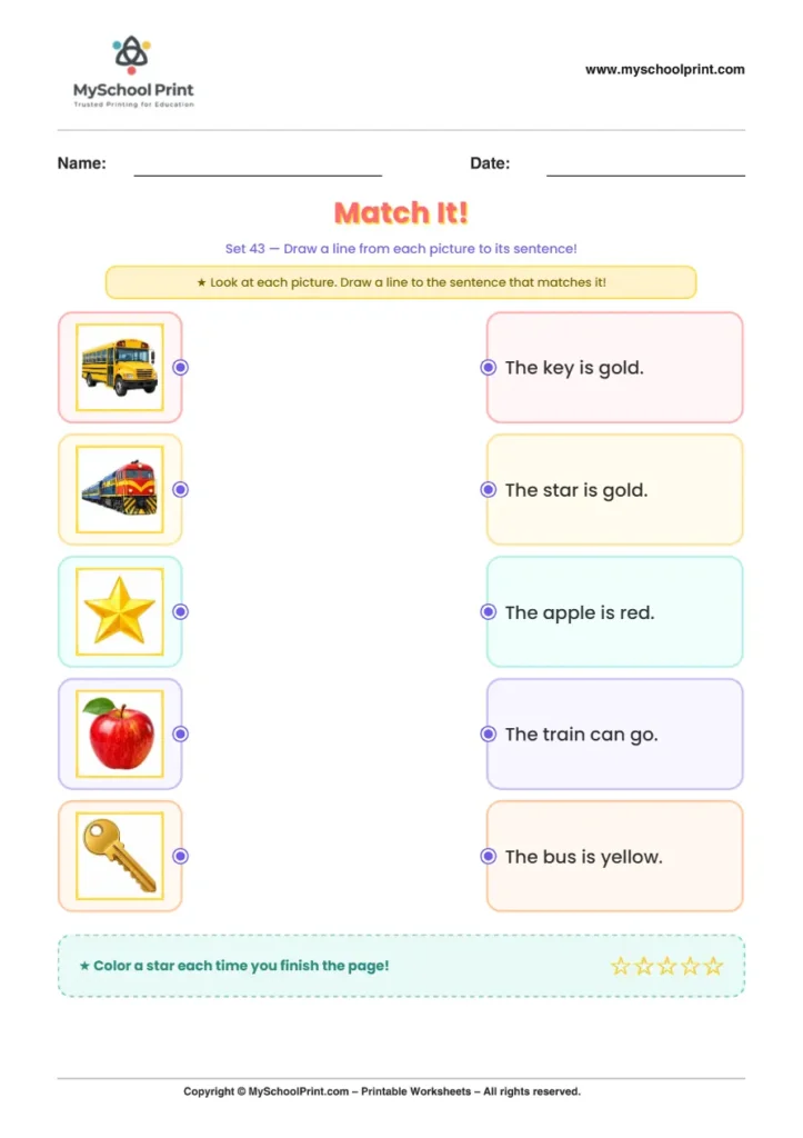 Simple English Reading Worksheet 87 for Kindergarten