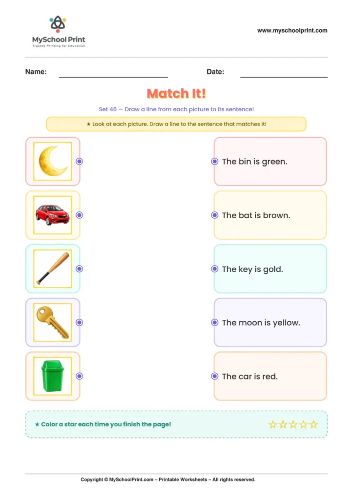 Simple English Reading Worksheet 90 for Kindergarten