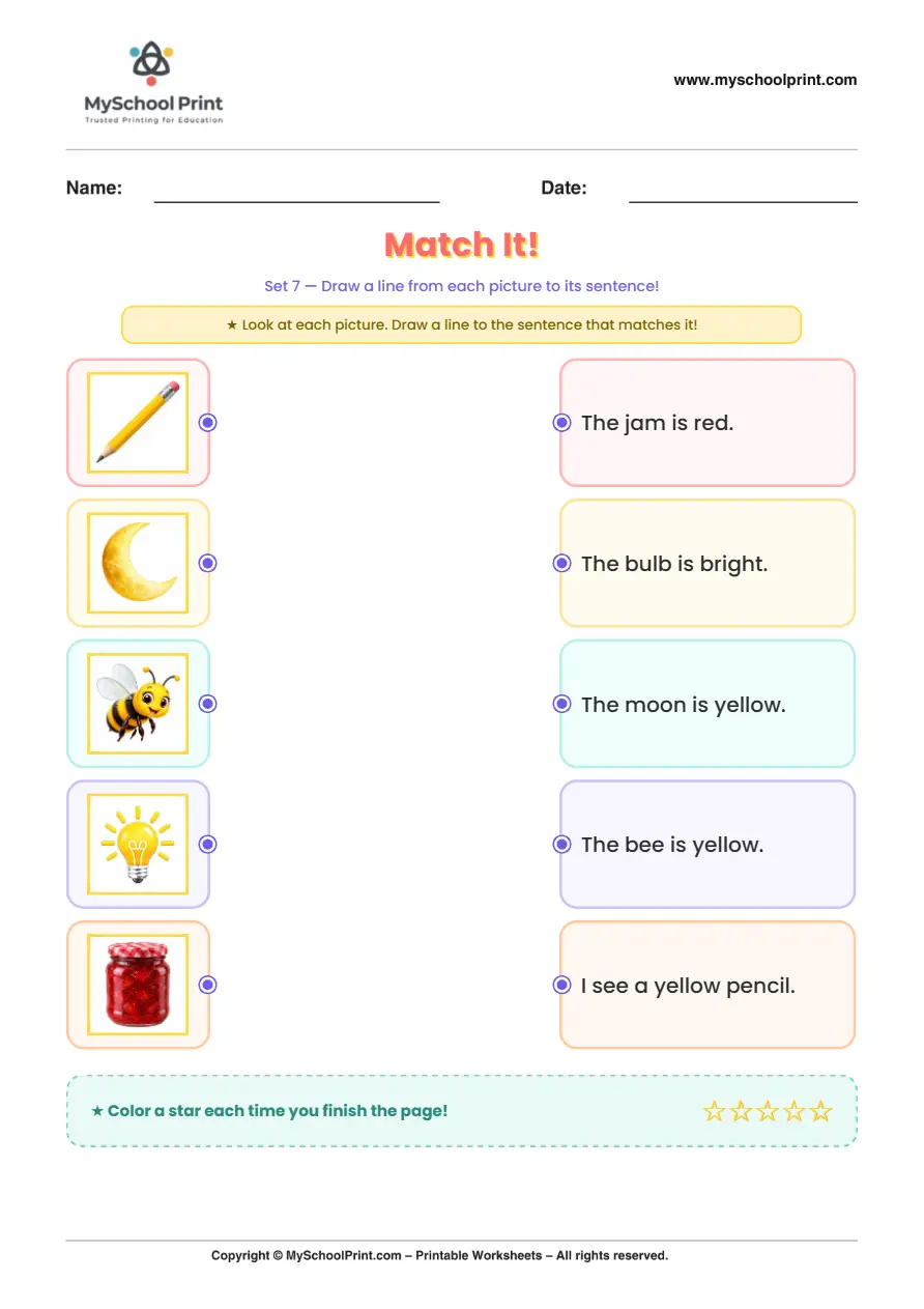 Simple English Reading Worksheet 96 for Kindergarten