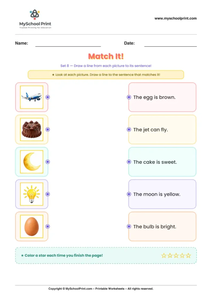 Simple English Reading Worksheet 97 for Kindergarten