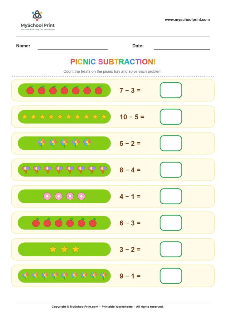Subtraction worksheet 22 for kindergarten kids