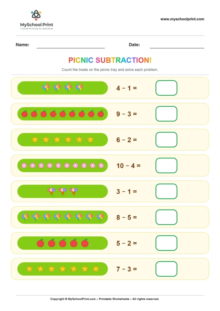 Subtraction worksheet 23 for kindergarten kids