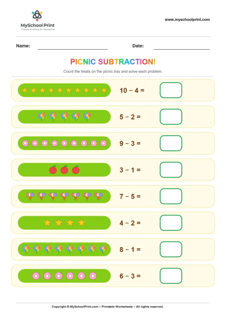 Subtraction worksheet 29 for kindergarten kids