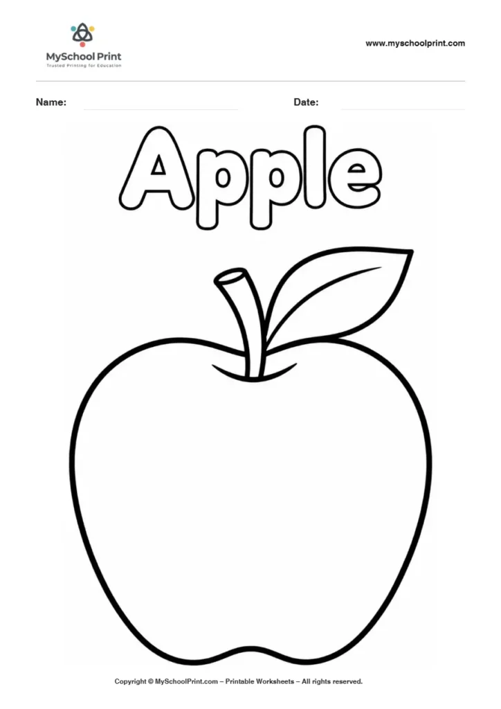 Apple fruit coloring page for kids