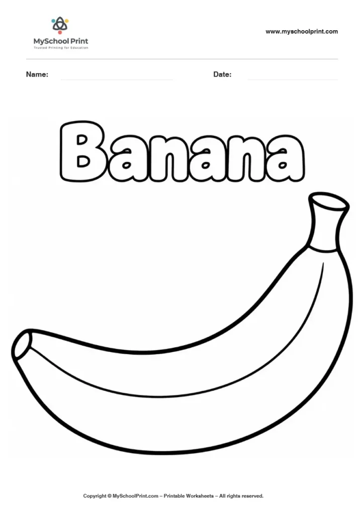 Banana fruit coloring page for kids
