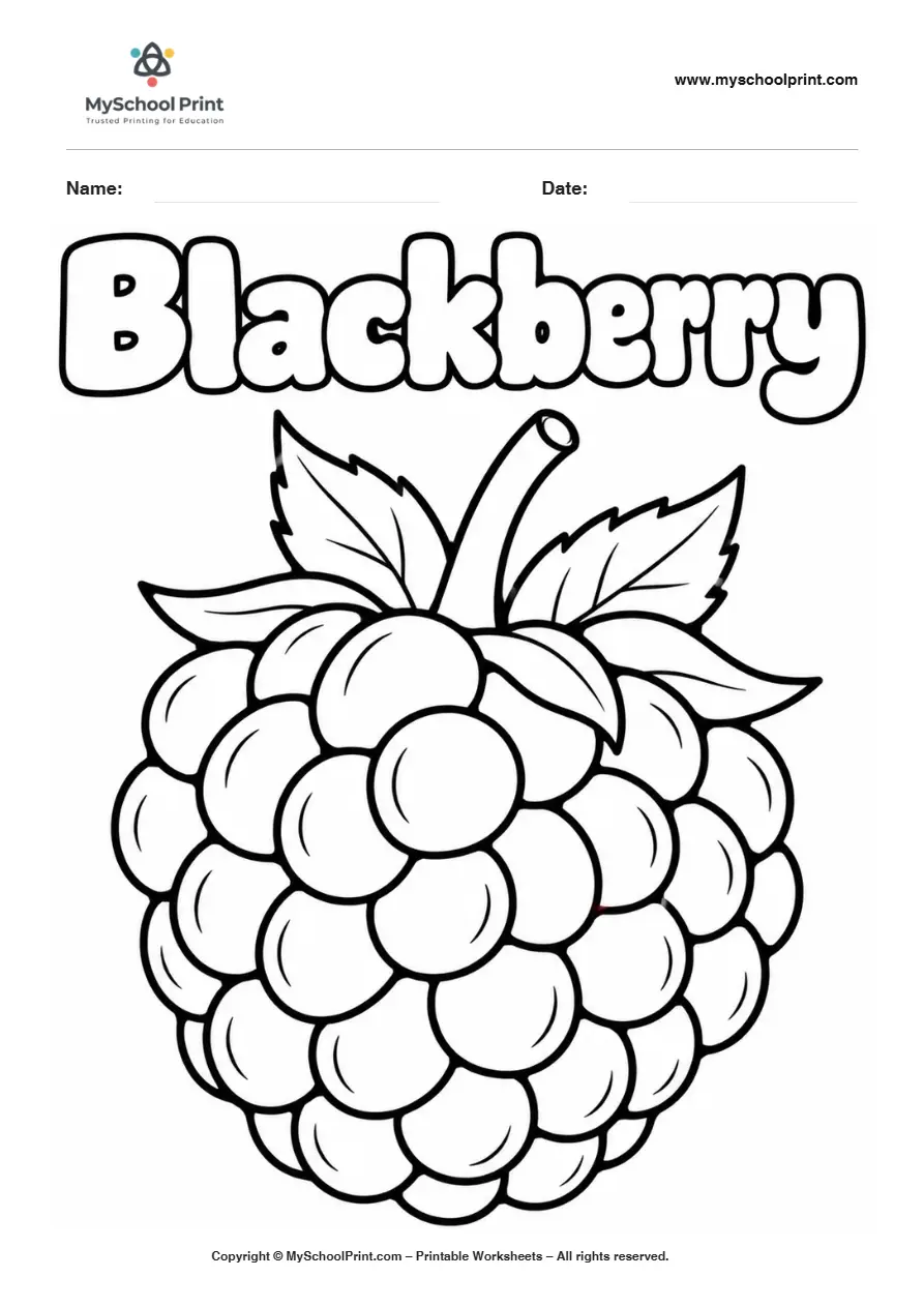 Worksheets Blackberry fruit coloring page for kids