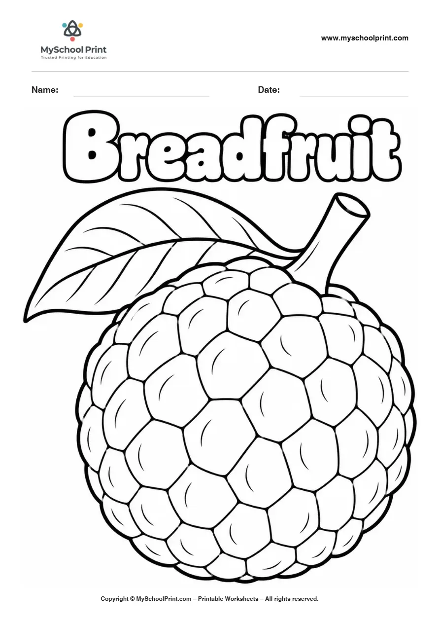 Worksheets Breadfruit fruit coloring page for kids