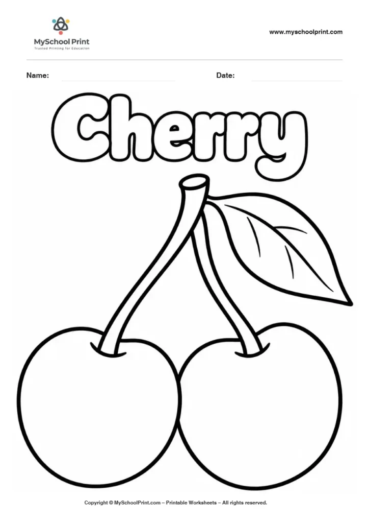 Cherry fruit coloring page for kids