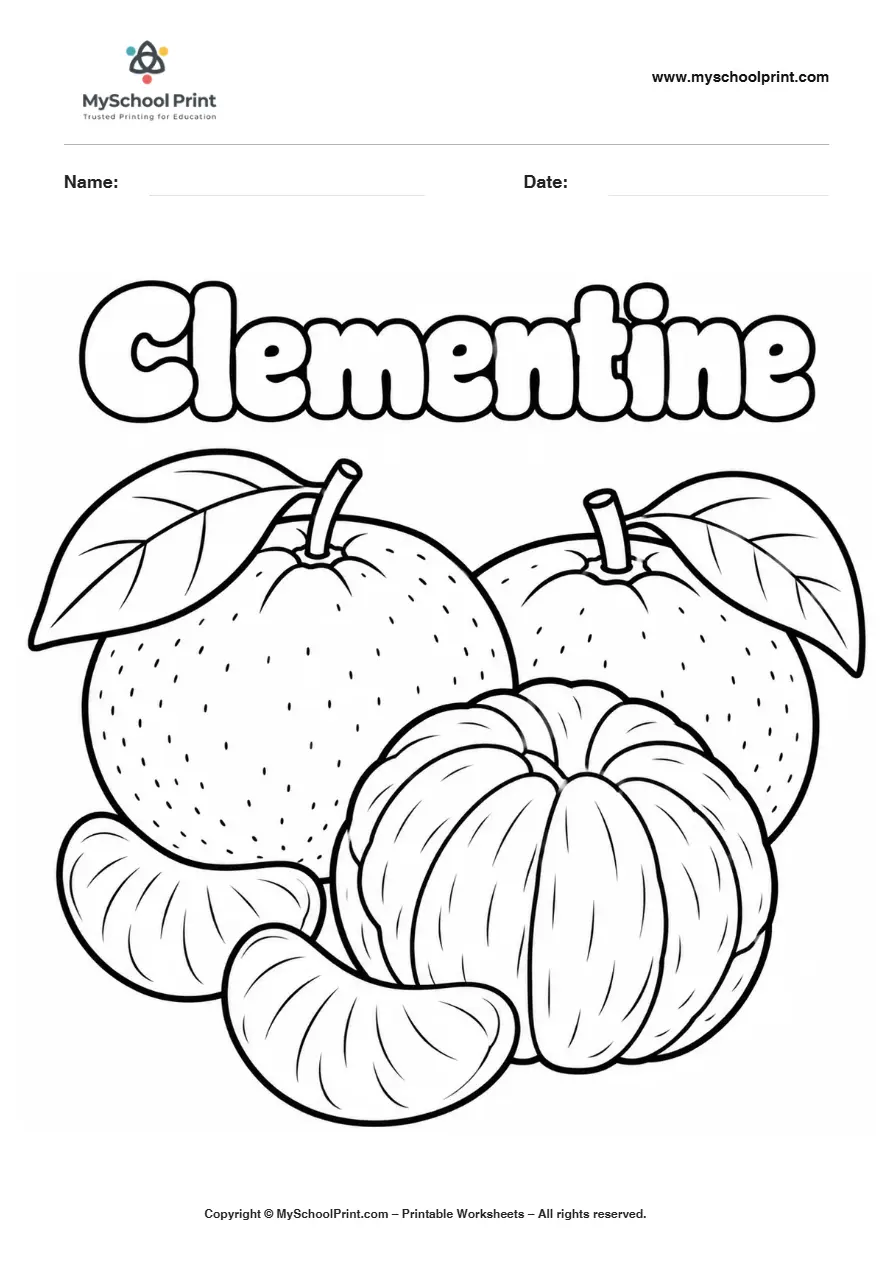 Worksheets Clementine fruit coloring page for kids