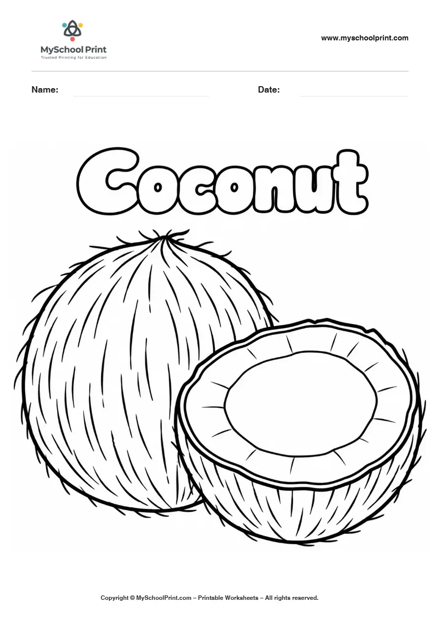 Worksheets Coconut fruit coloring page for kids