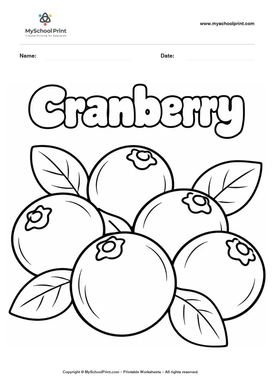 Worksheets Cranberry Cluster fruit coloring page for kids
