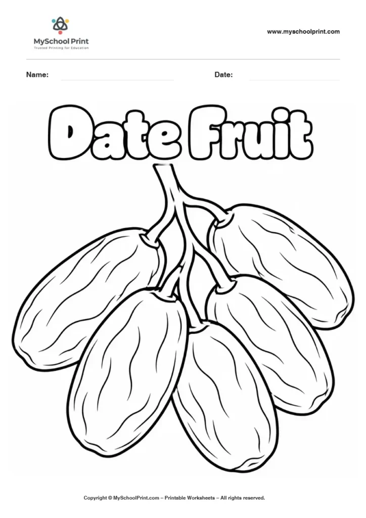Date Fruit fruit coloring page for kids