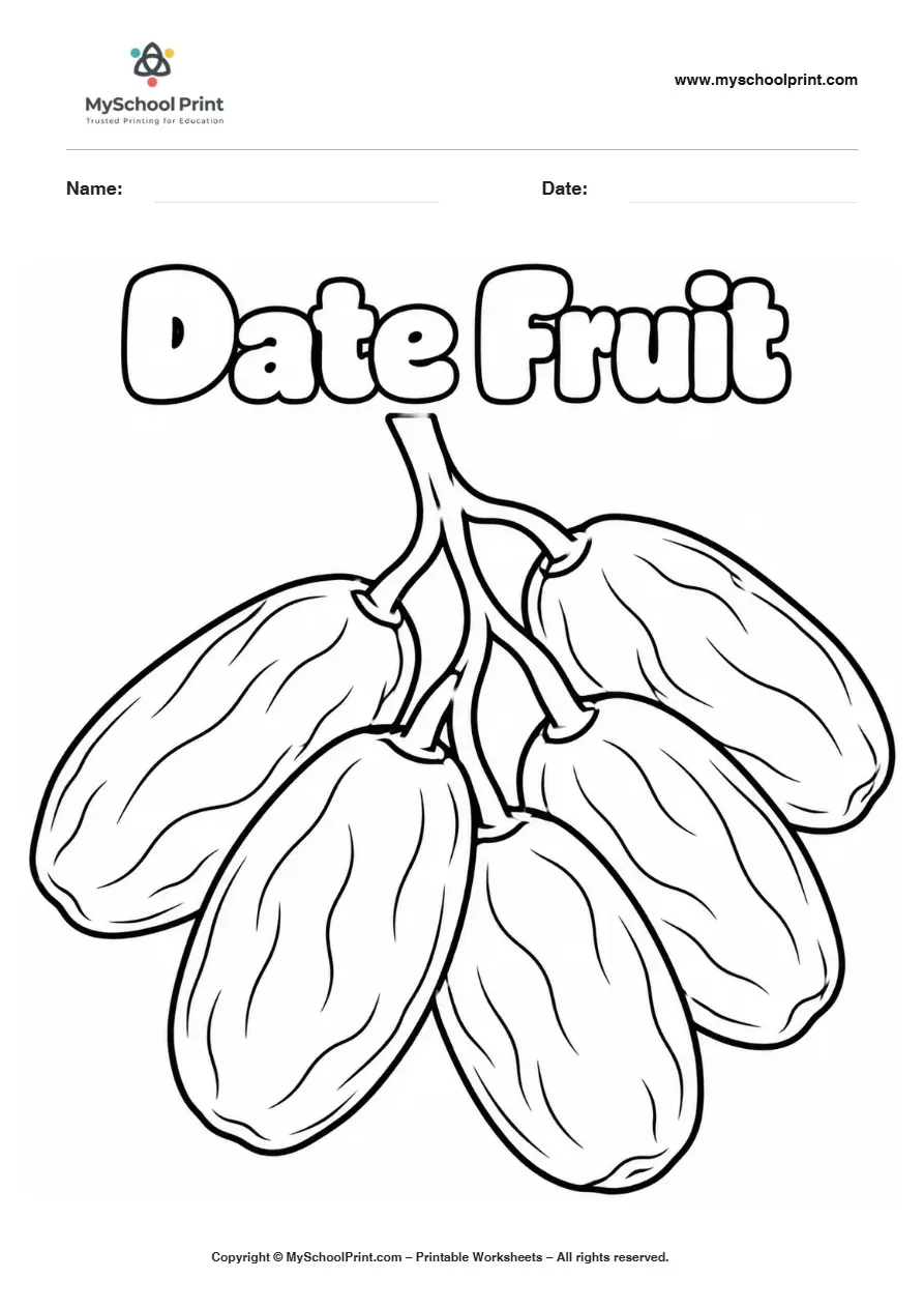 Worksheets Date Fruit fruit coloring page for kids