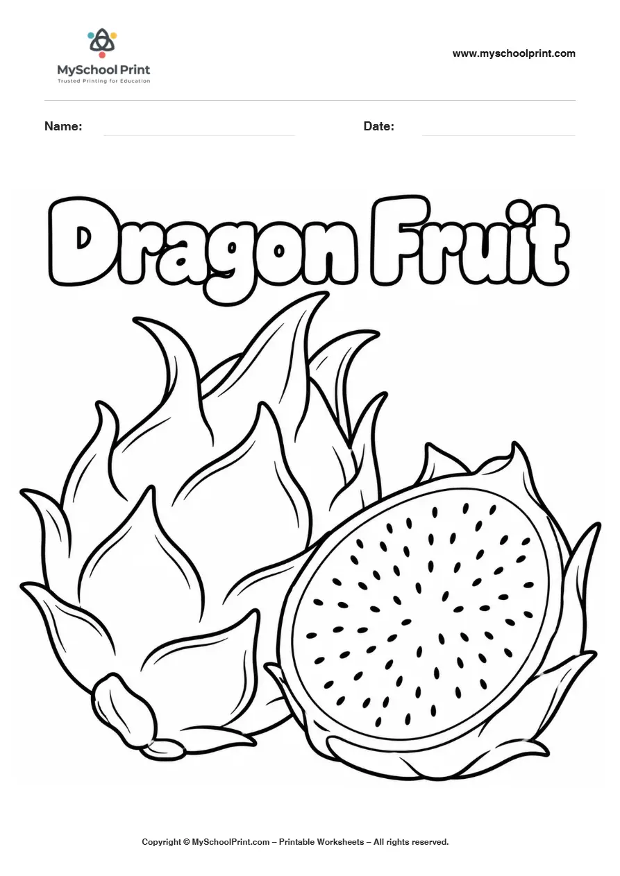 Worksheets Dragon Fruit fruit coloring page for kids