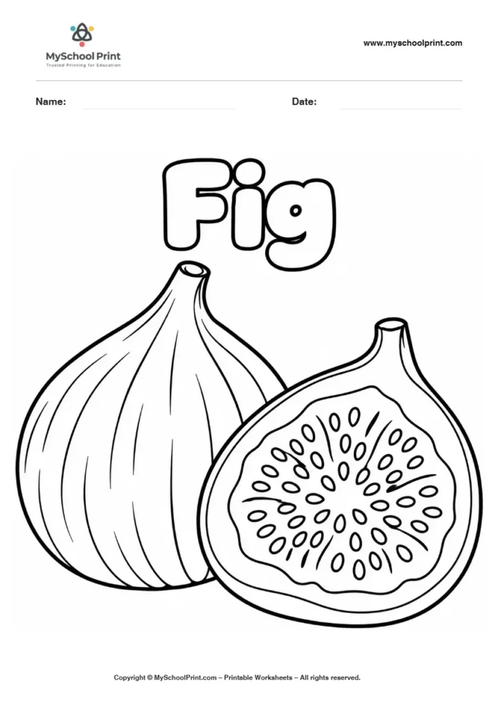 Fig fruit coloring page for kids