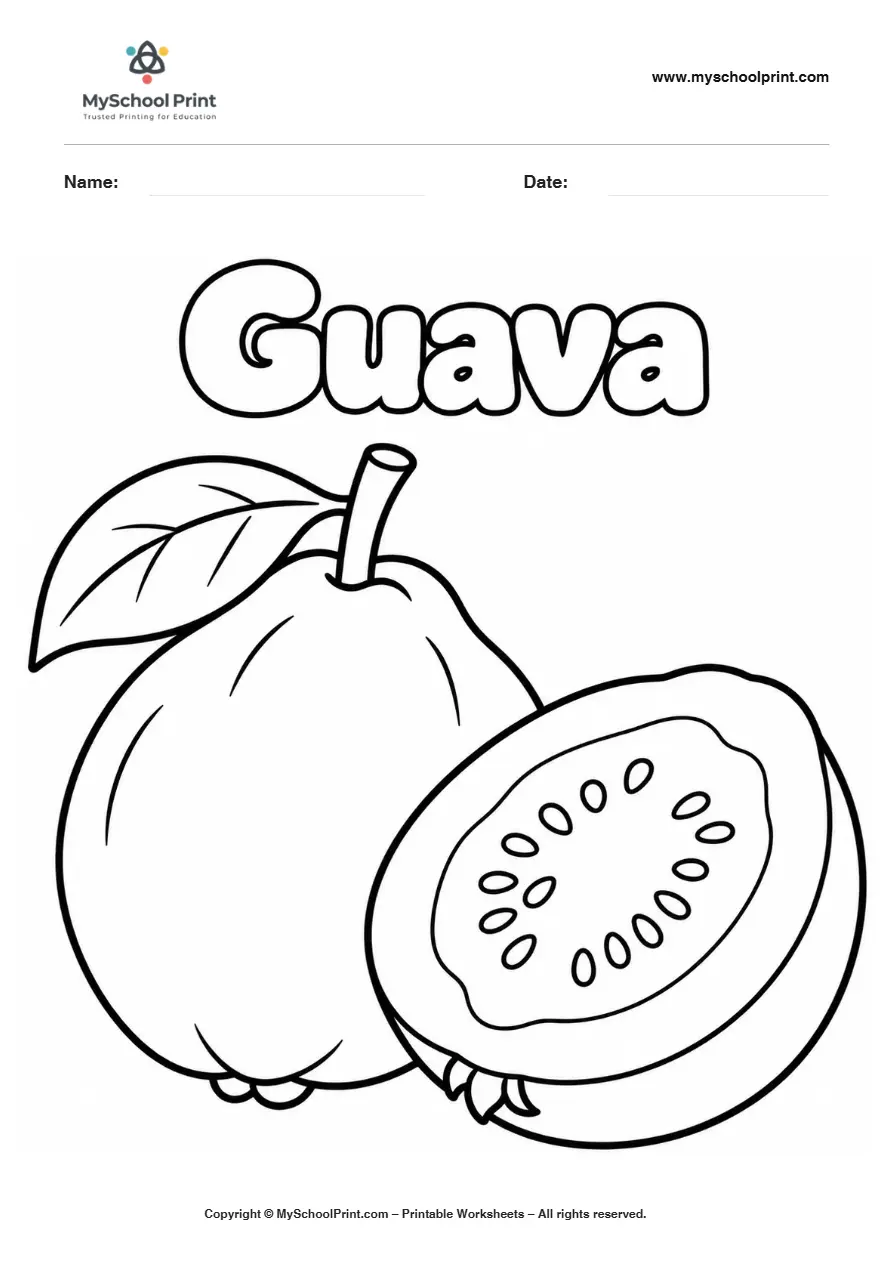 Worksheets Guava Fruit fruit coloring page for kids