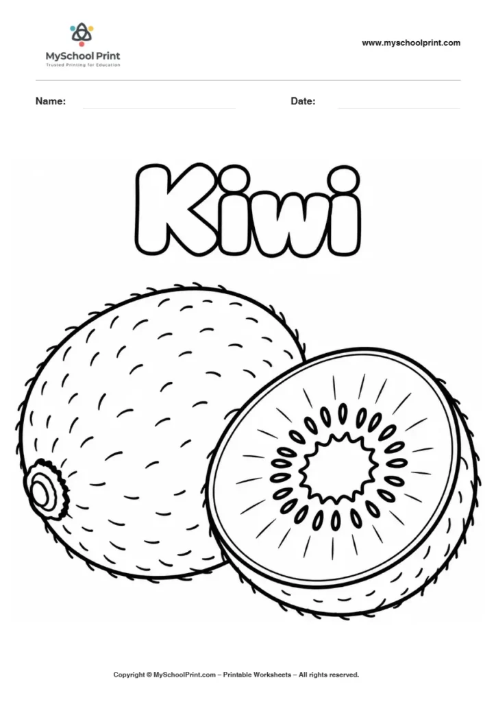 Kiwi Fruit fruit coloring page for kids