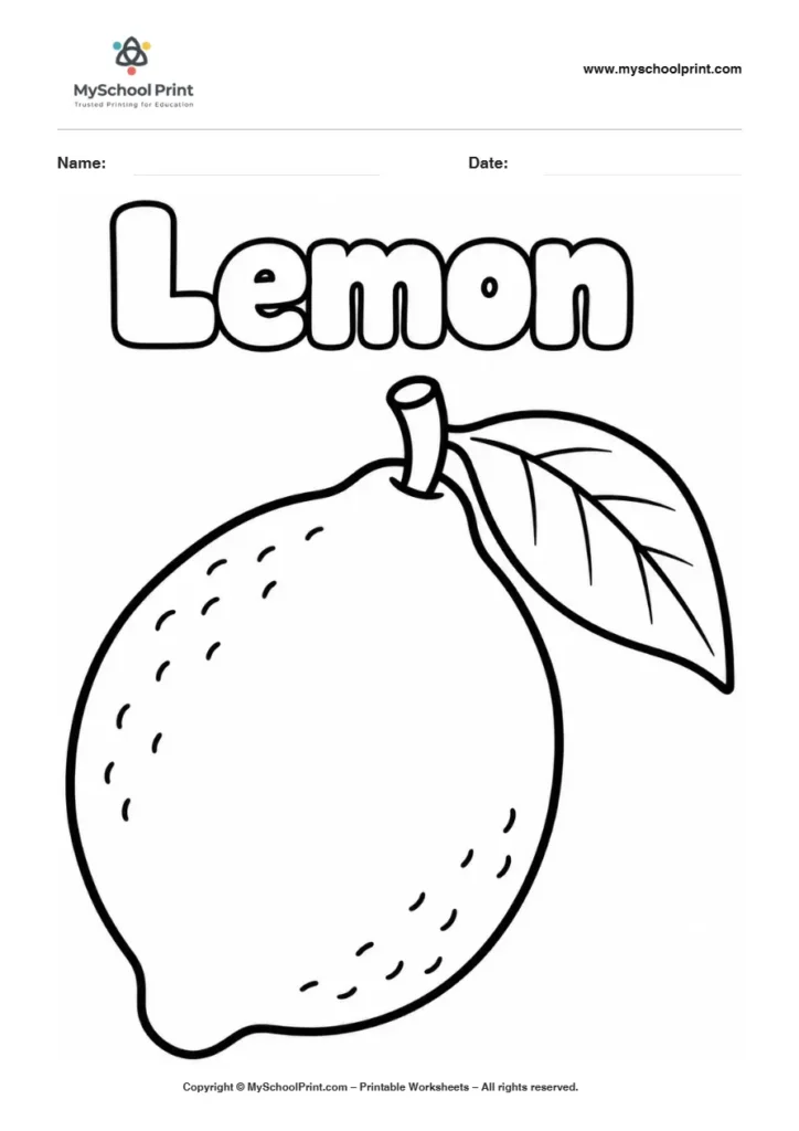 Lemon fruit coloring page for kids