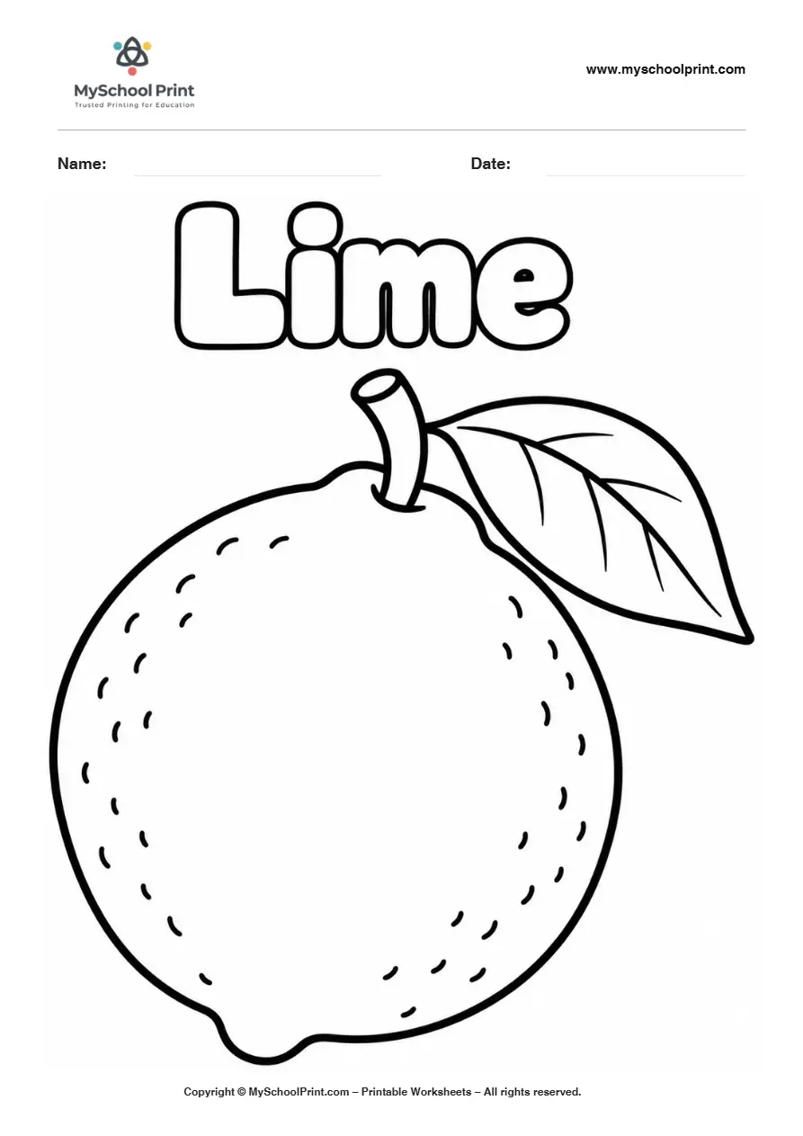 Worksheets Lime Fruit fruit coloring page for kids