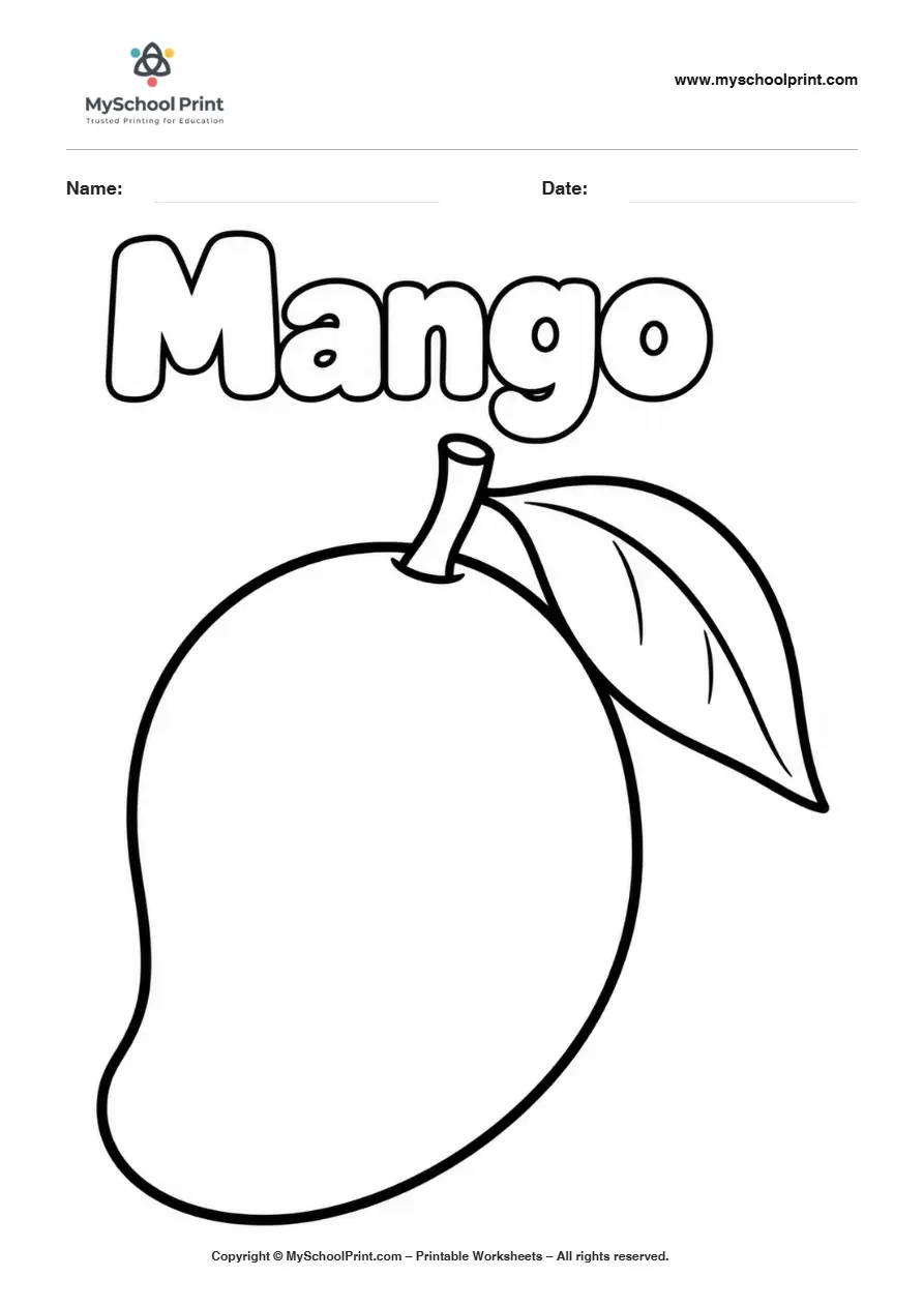 Mango fruit coloring page for kids