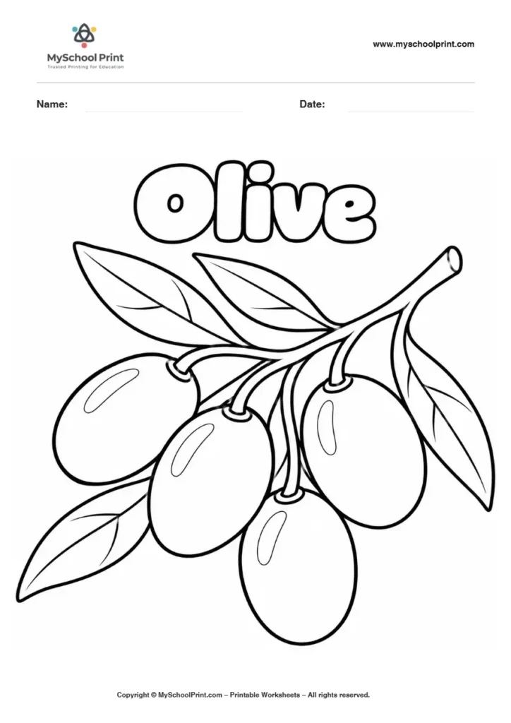 Olive Branch fruit coloring page for kids