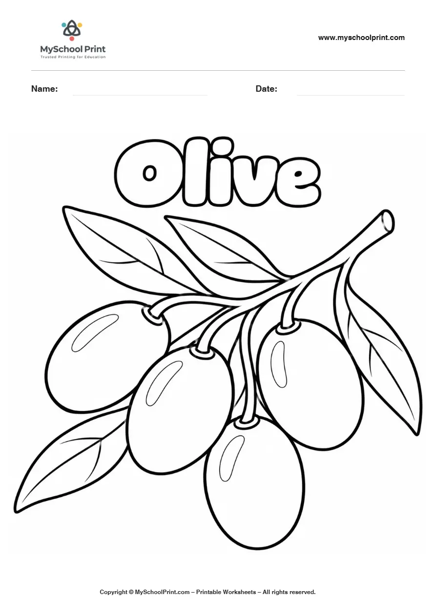 Olive Branch fruit coloring page for kids