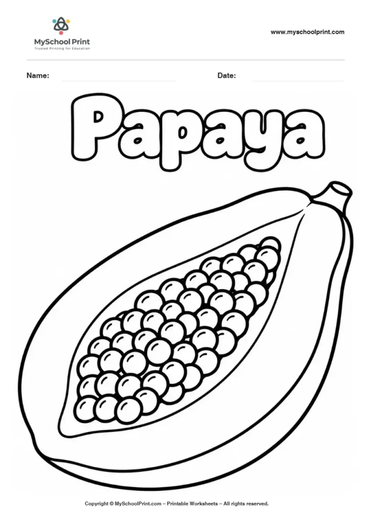 Papaya fruit coloring page for kids