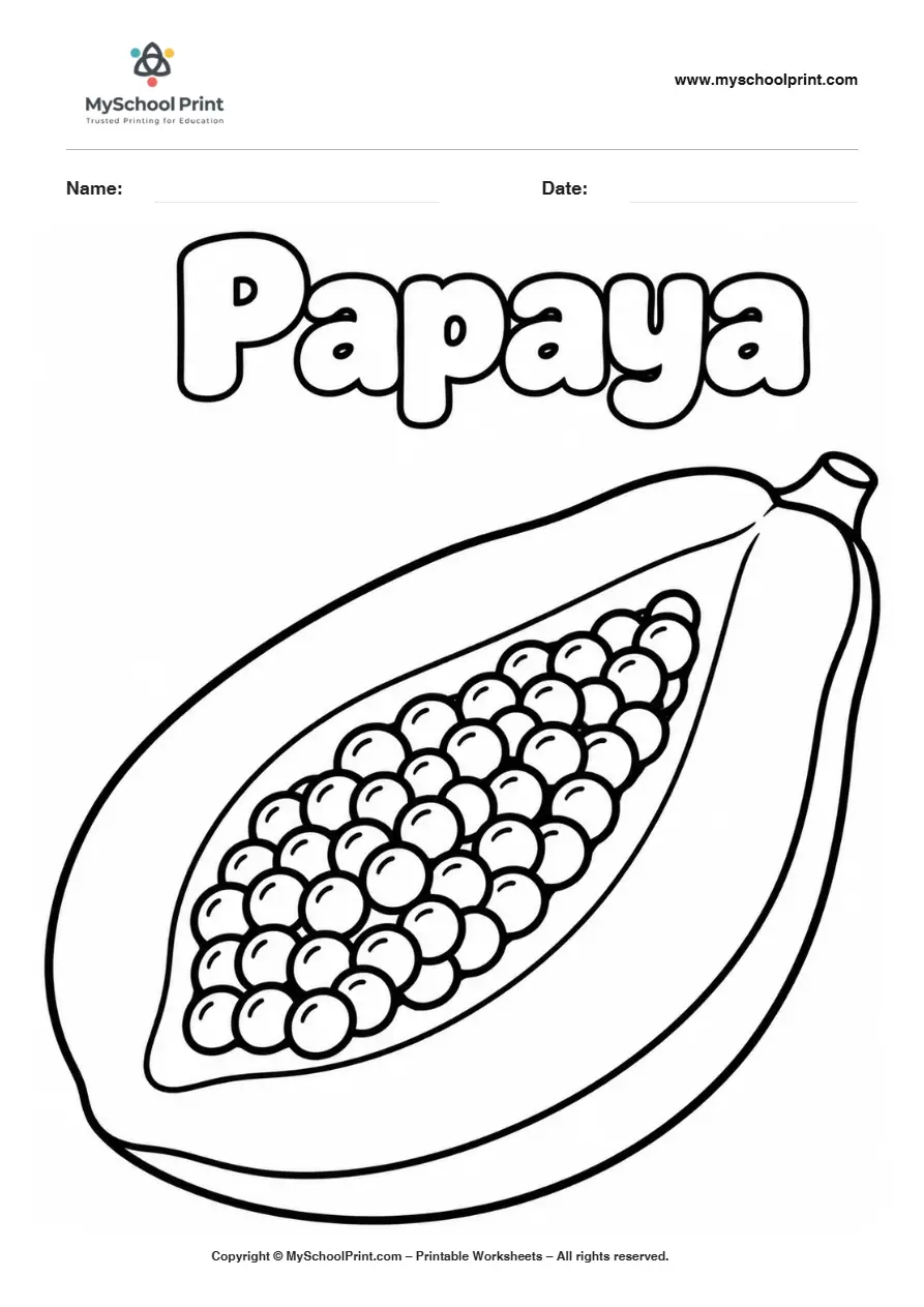Papaya fruit coloring page for kids