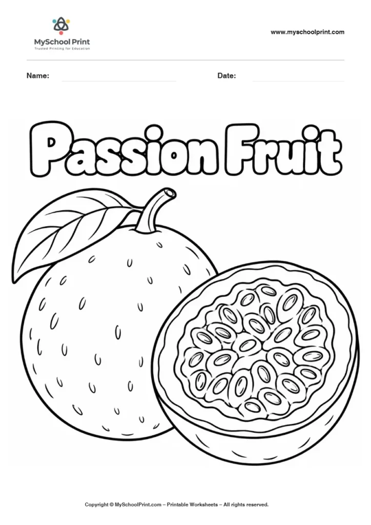 Passion Fruit fruit coloring page for kids