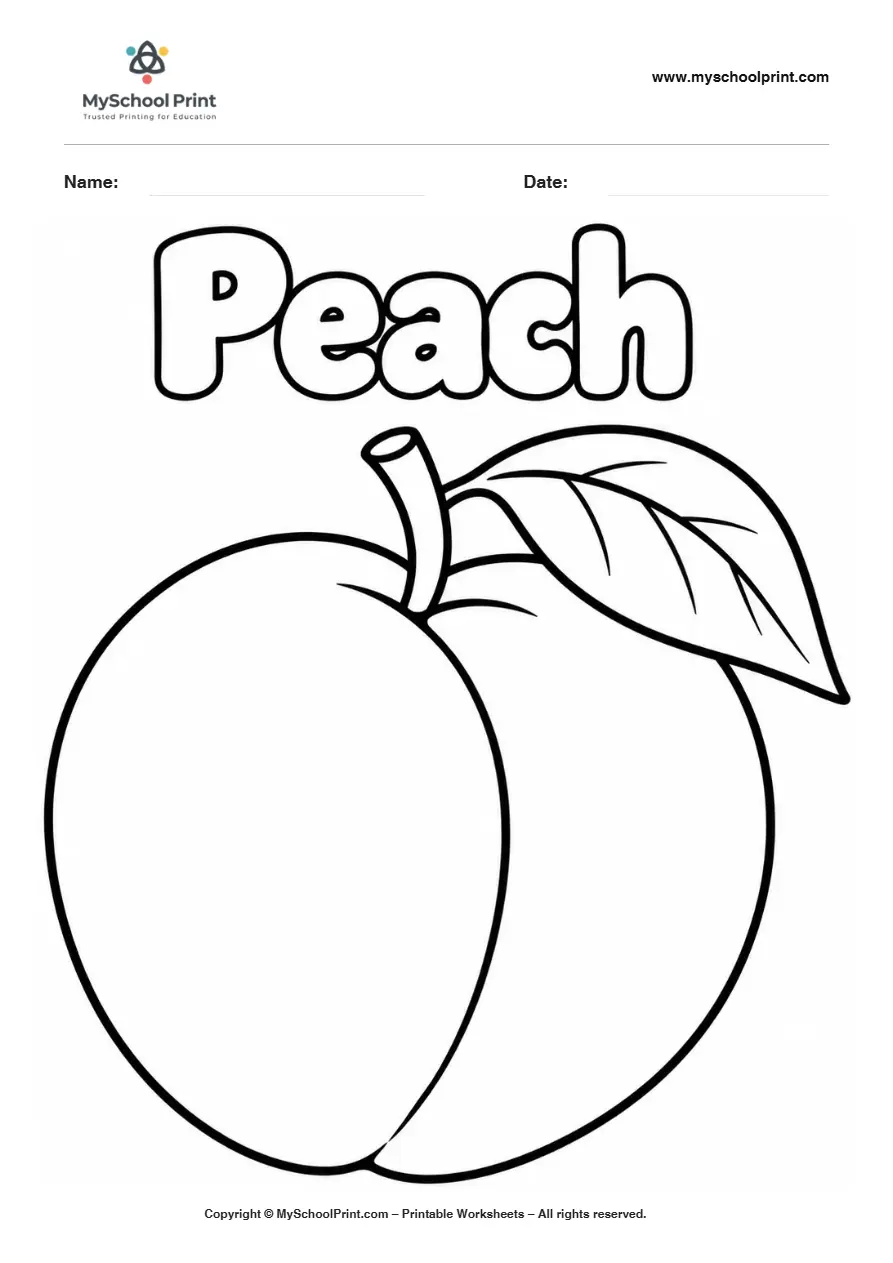 Worksheets Peach fruit coloring page for kids