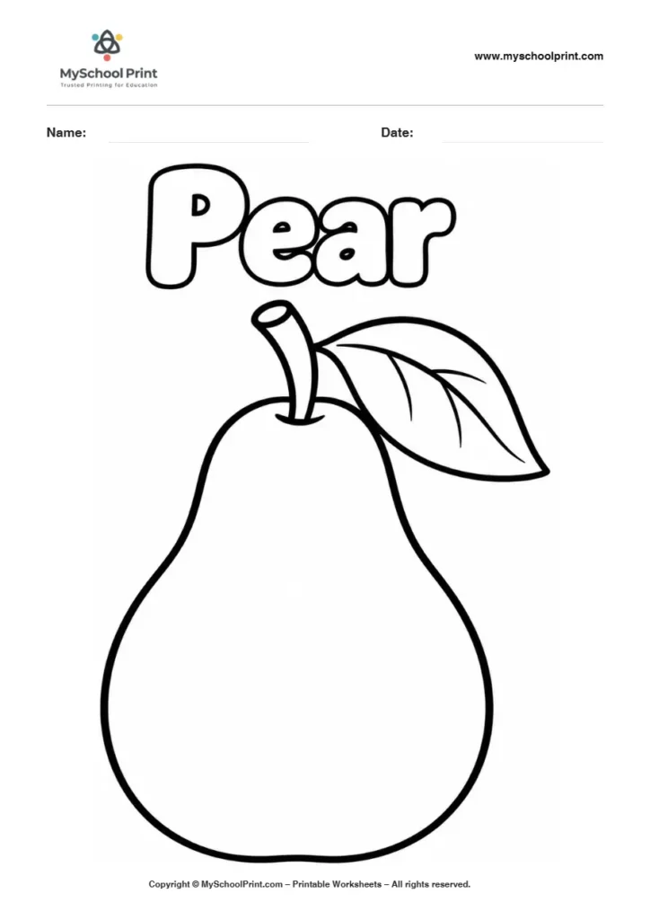 Pear fruit coloring page for kids