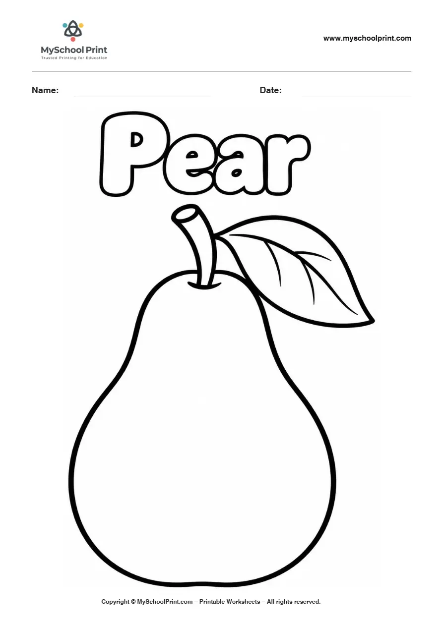Worksheets Pear fruit coloring page for kids