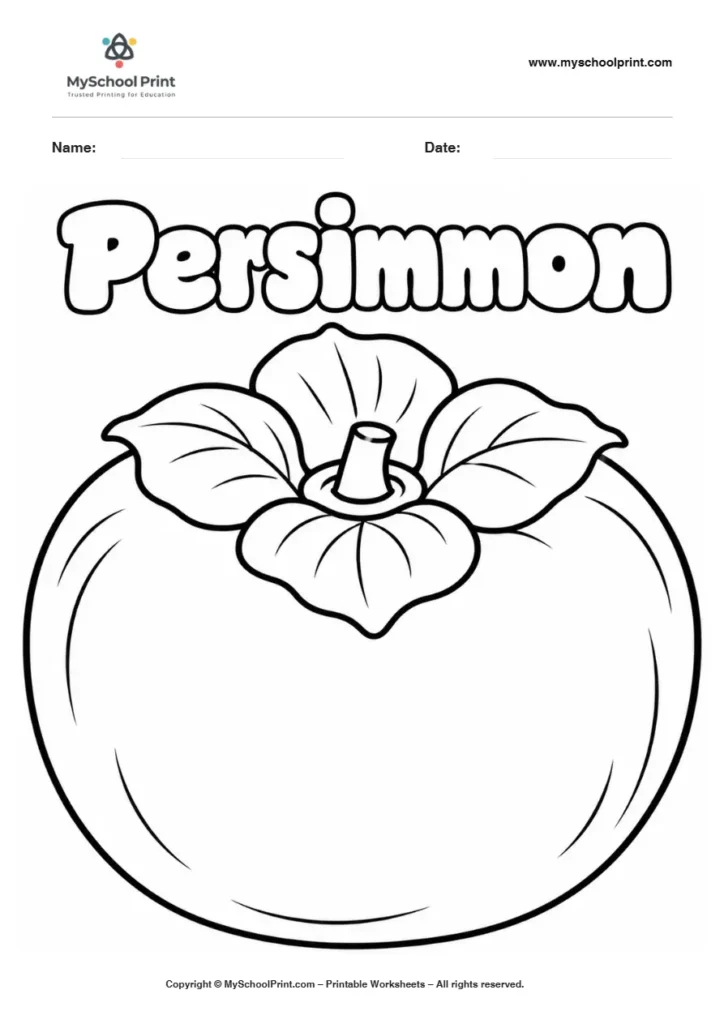 Persimmon fruit coloring page for kids