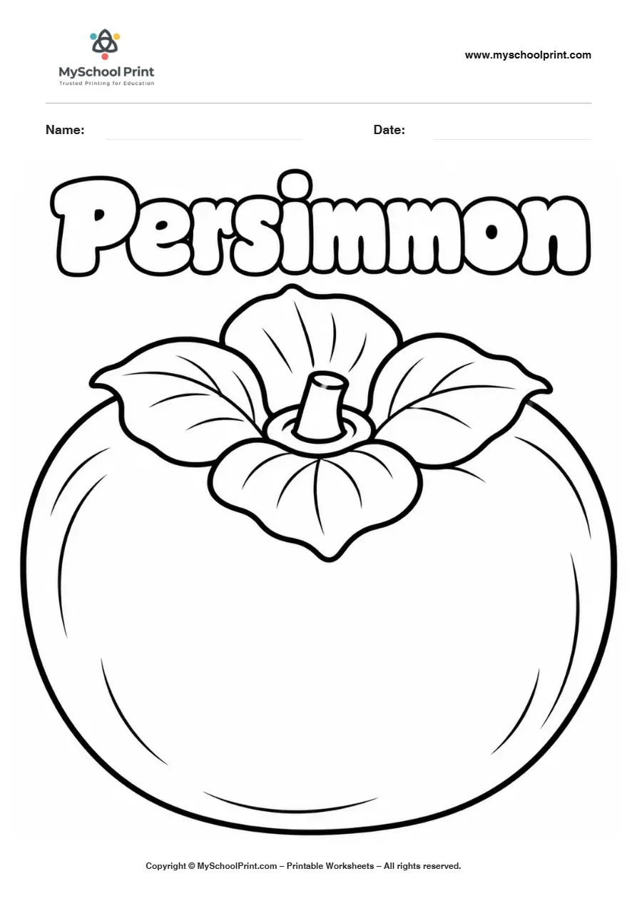 Worksheets Persimmon fruit coloring page for kids
