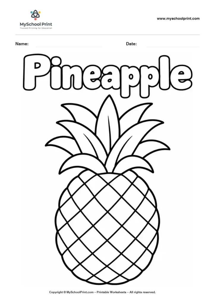 Pineapple fruit coloring page for kids