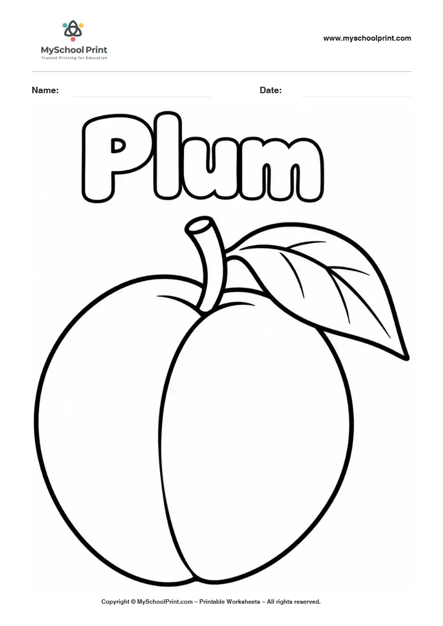 Worksheets Plum fruit coloring page for kids