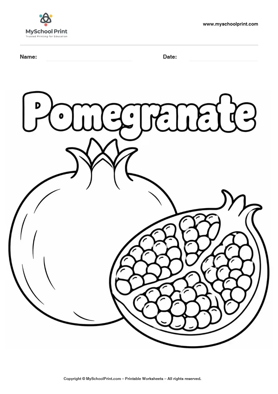 Worksheets Pomegranate fruit coloring page for kids