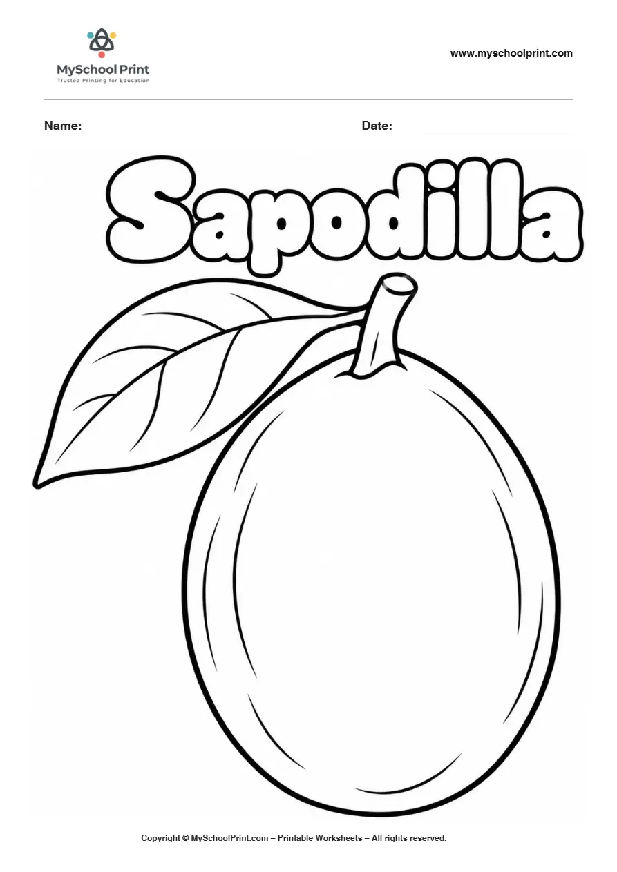 Worksheets Sapodilla fruit coloring page for kids