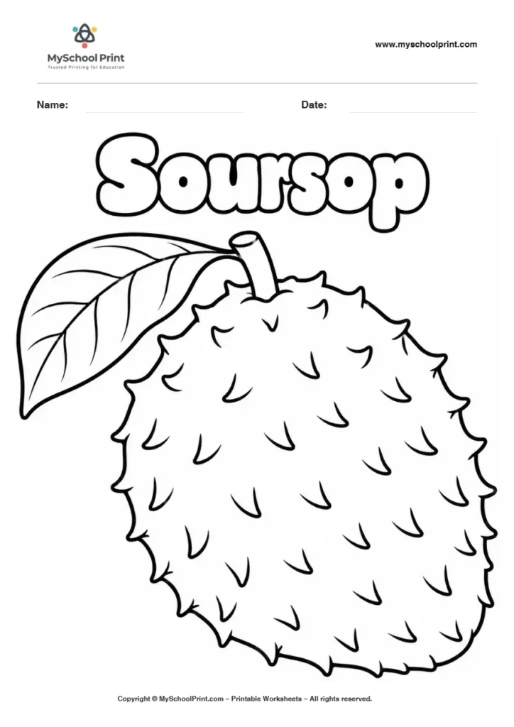 Soursop fruit coloring page for kids