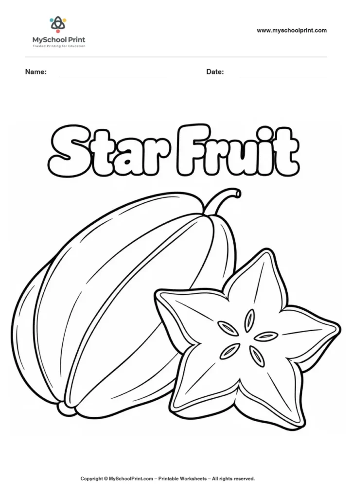 Star Fruit fruit coloring page for kids