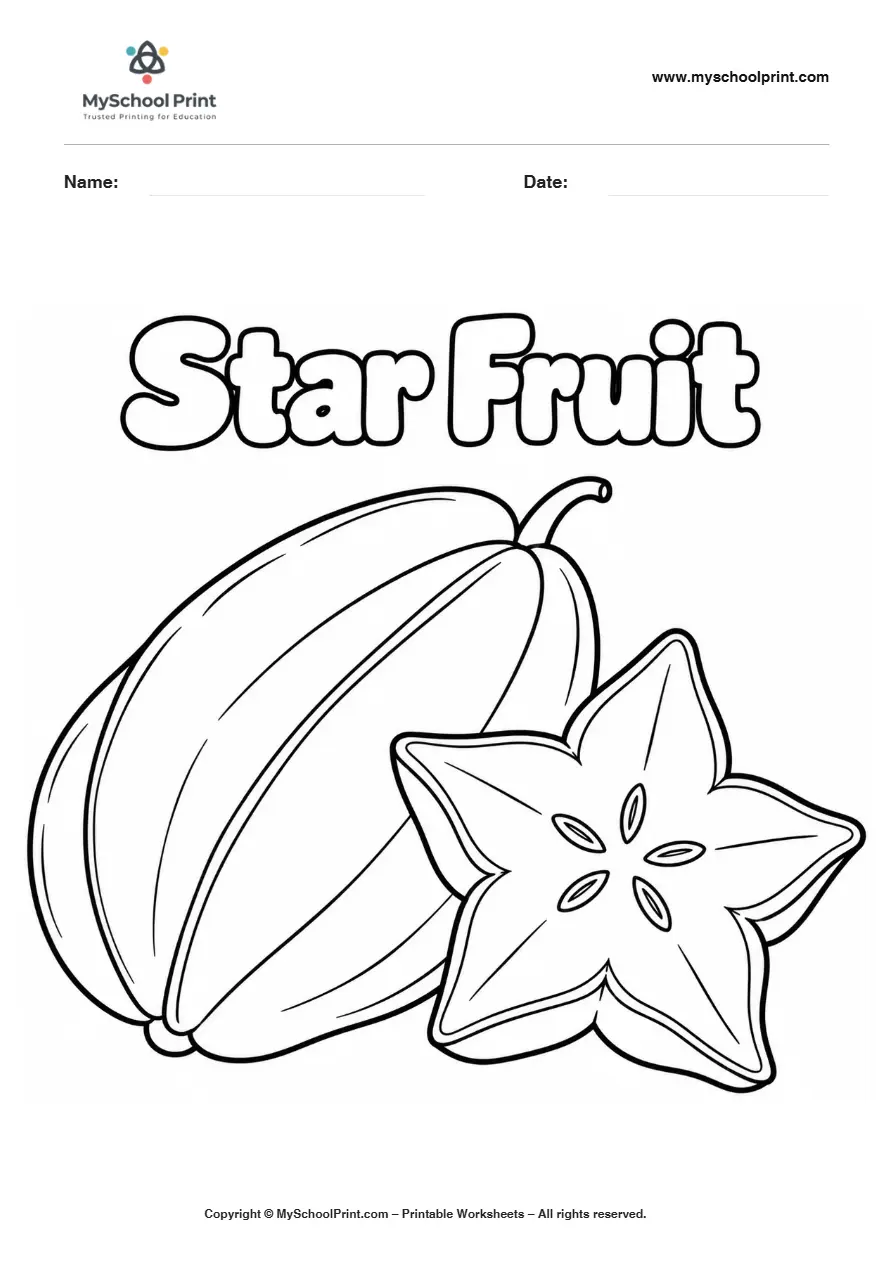 Worksheets Star Fruit fruit coloring page for kids