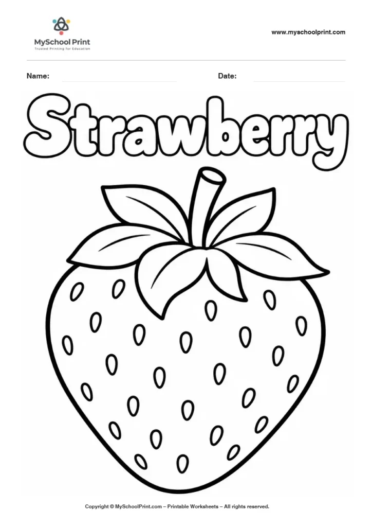 Strawberry fruit coloring page for kids