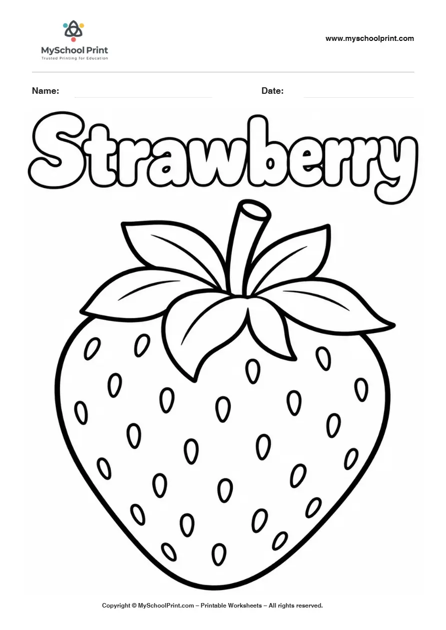 Worksheets Strawberry fruit coloring page for kids